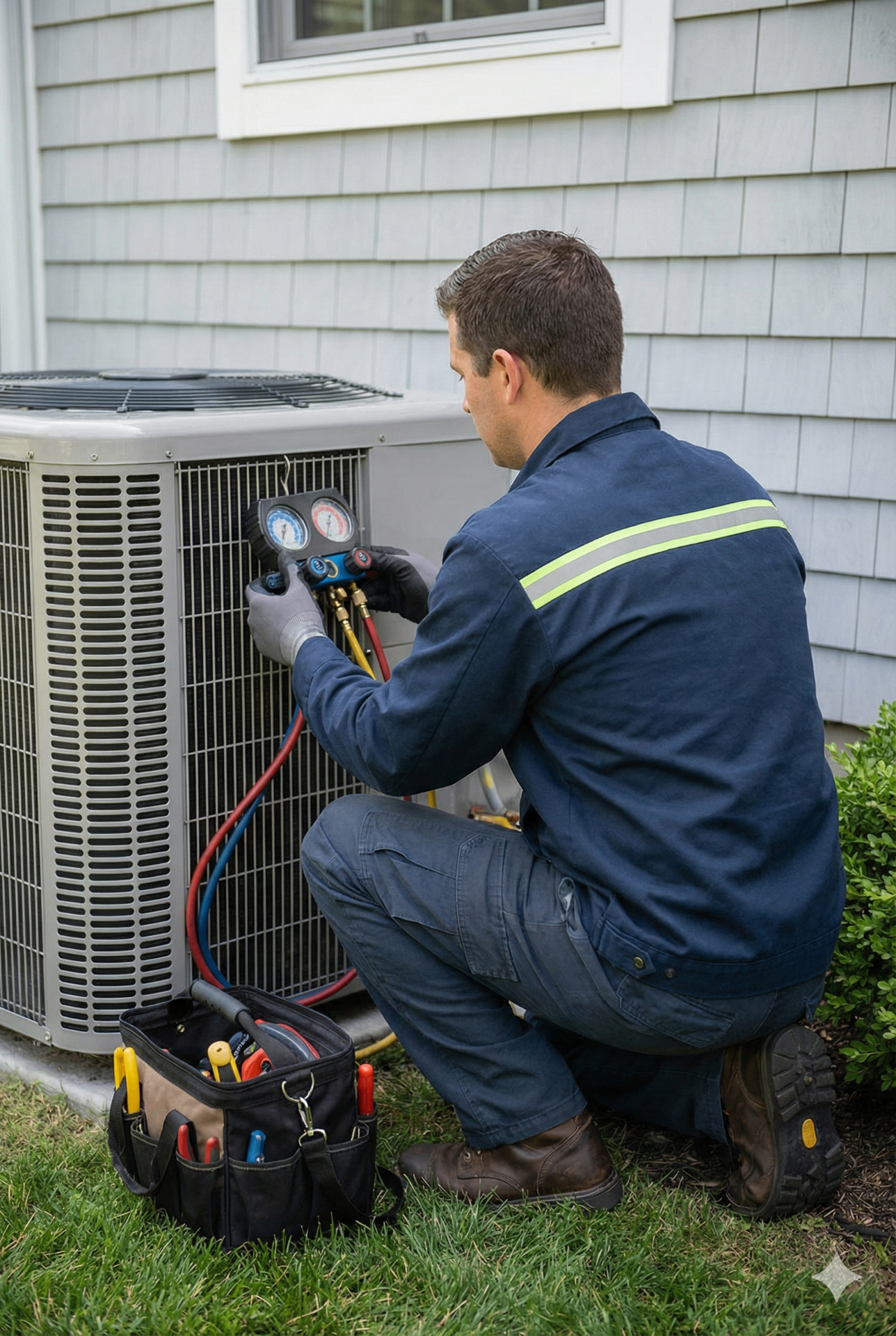 Technicien certifié RBQ installant un système de climatisation à Sherbrooke